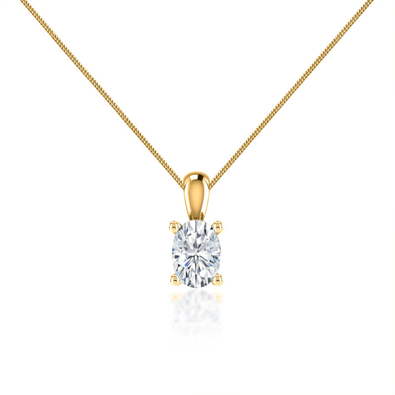LILA - Oval Cut Moissanite 4 Claw Drop Pendant 18k Yellow Gold Pendant Lily Arkwright