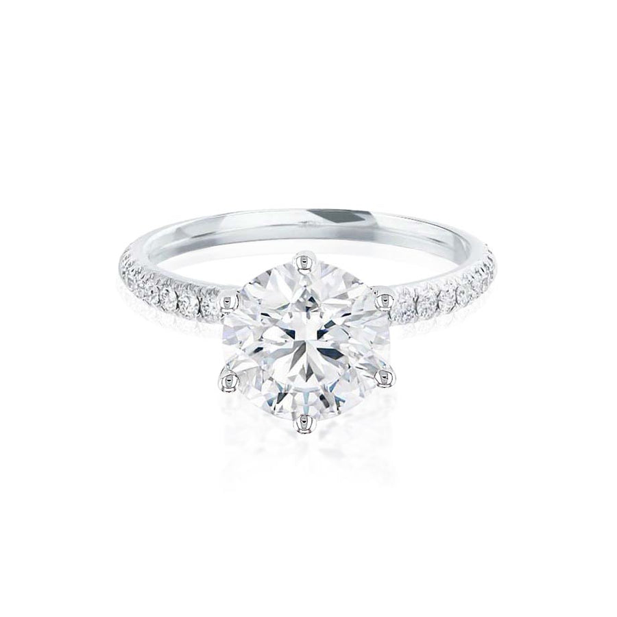 lilie & white jewelry LILLIE LUXE - Round Moissanite & Diamond 18k White Gold Shoulder Set