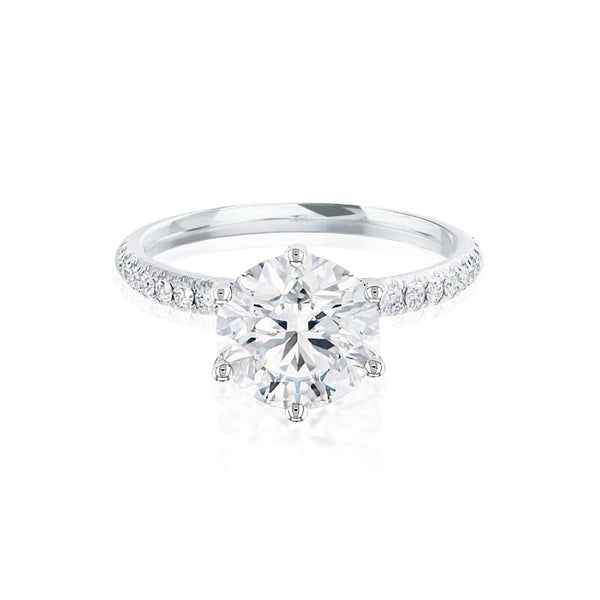 LILLIE LUXE - Round Moissanite & Diamond 950 Platinum Shoulder Set Ring Engagement Ring Lily Arkwright