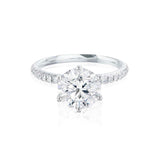 LILLIE LUXE - Round Moissanite & Diamond 950 Platinum Shoulder Set Ring Engagement Ring Lily Arkwright