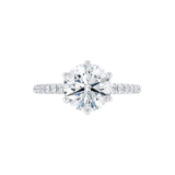 LILLIE LUXE - Round Moissanite & Diamond 18k White Gold Shoulder Set Ring Engagement Ring Lily Arkwright