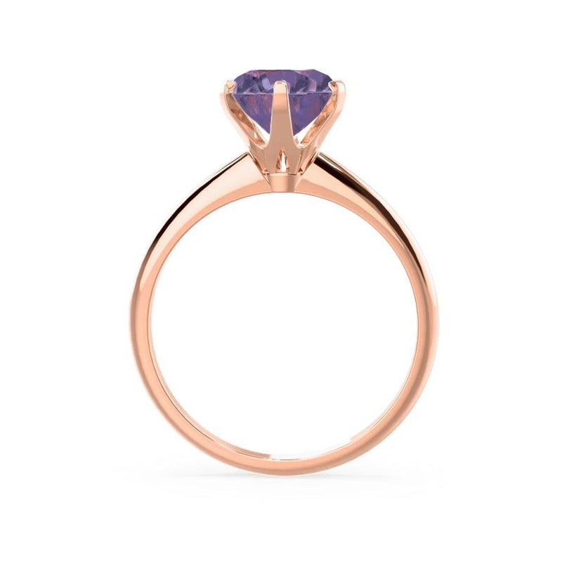 LILLIE - Chatham® Alexandrite 18k Rose Gold 6 Prong Knife Edge Solitaire Ring Engagement Ring Lily Arkwright