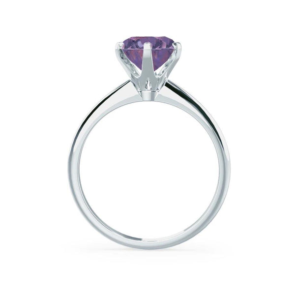 LILLIE - Chatham® Alexandrite 18k White Gold 6 Prong Knife Edge Solitaire Ring Engagement Ring Lily Arkwright
