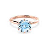 LILLIE - Chatham® Aqua Spinel 18k Rose Gold 6 Prong Knife Edge Solitaire Ring Engagement Ring Lily Arkwright
