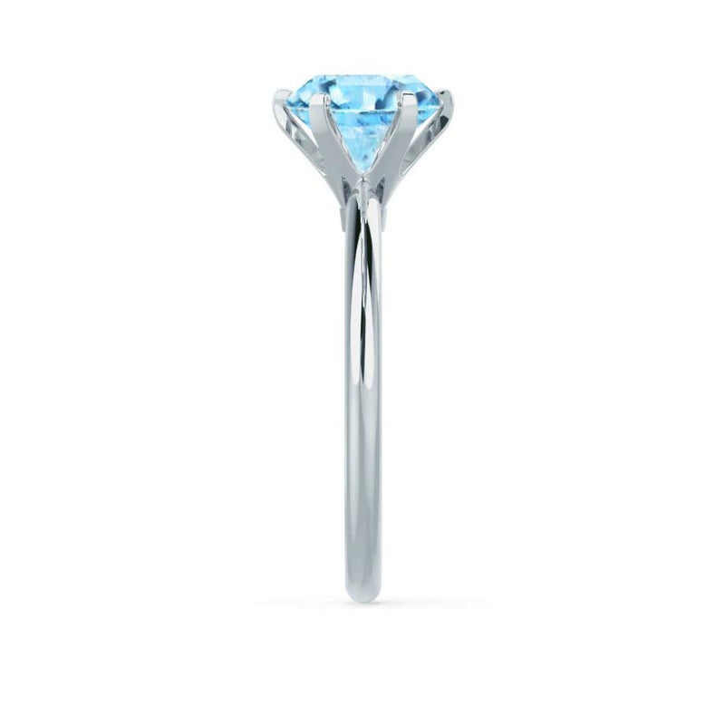 LILLIE - Chatham® Aqua Spinel 950 Platinum 6 Prong Knife Edge Solitaire Ring Engagement Ring Lily Arkwright