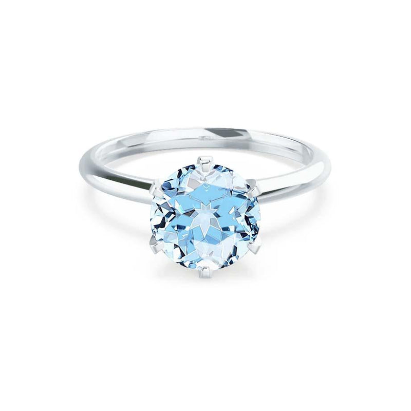 LILLIE - Chatham® Aqua Spinel 950 Platinum 6 Prong Knife Edge Solitaire Ring Engagement Ring Lily Arkwright