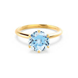 LILLIE - Chatham® Aqua Spinel 18k Yellow Gold 6 Prong Knife Edge Solitaire Ring Engagement Ring Lily Arkwright
