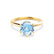 LILLIE - Chatham® Aqua Spinel 18k Yellow Gold 6 Prong Knife Edge Solitaire Ring Engagement Ring Lily Arkwright