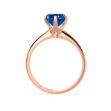 LILLIE - Chatham® Blue Sapphire 18k Rose Gold 6 Prong Knife Edge Solitaire Ring Engagement Ring Lily Arkwright