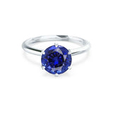 LILLIE - Chatham® Blue Sapphire 950 Platinum 6 Prong Knife Edge Solitaire Ring Engagement Ring Lily Arkwright
