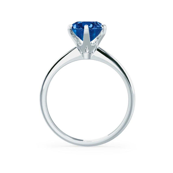 LILLIE - Chatham® Blue Sapphire 18k White Gold 6 Prong Knife Edge Solitaire Ring Engagement Ring Lily Arkwright