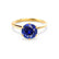 LILLIE - Chatham® Blue Sapphire 18k Yellow Gold 6 Prong Knife Edge Solitaire Ring Engagement Ring Lily Arkwright