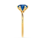 LILLIE - Chatham® Blue Sapphire 18k Yellow Gold 6 Prong Knife Edge Solitaire Ring Engagement Ring Lily Arkwright