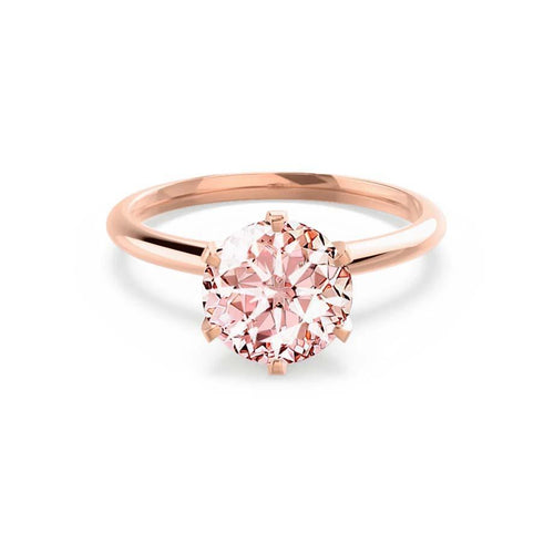 LILLIE - Ready to Ship 1.45ct / 6.50mm Chatham® Champagne True 18k Rose Gold 6 Prong Knife Edge Solitaire Ring