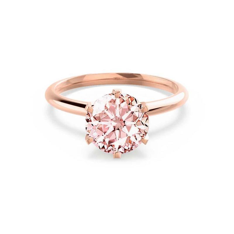 LILLIE - Chatham® Champagne True Sapphire 18k Rose Gold 6 Prong Knife Edge Solitaire Ring Engagement Ring Lily Arkwright
