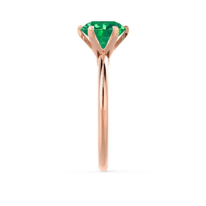 LILLIE - Chatham® Emerald 18k Rose Gold 6 Prong Knife Edge Solitaire Ring Engagement Ring Lily Arkwright