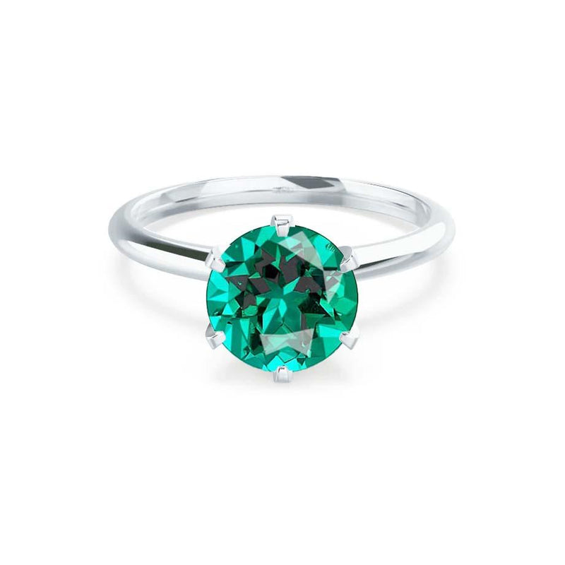 LILLIE - Chatham® Emerald 950 Platinum 6 Prong Knife Edge Solitaire Ring Engagement Ring Lily Arkwright