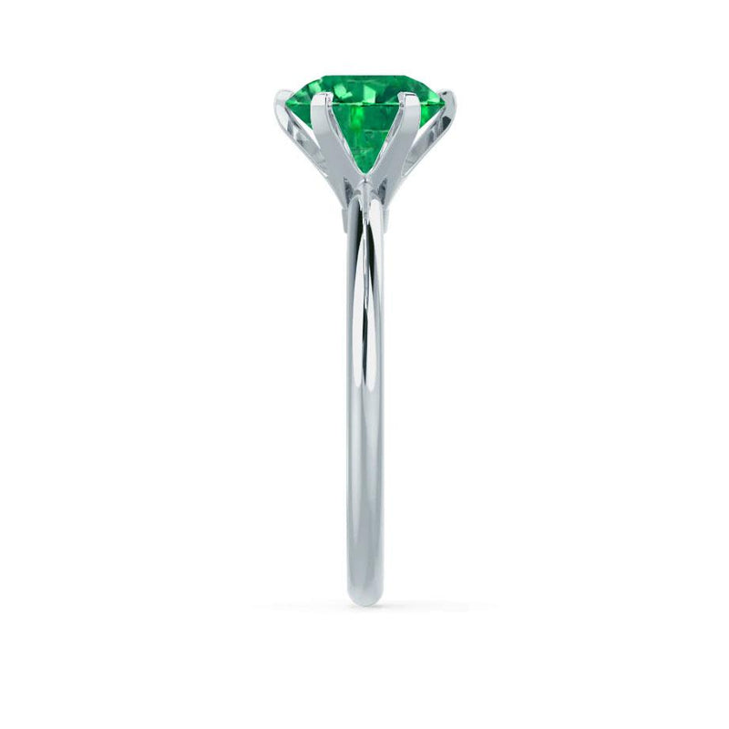 LILLIE - Chatham® Emerald 18k White Gold 6 Prong Knife Edge Solitaire Ring Engagement Ring Lily Arkwright