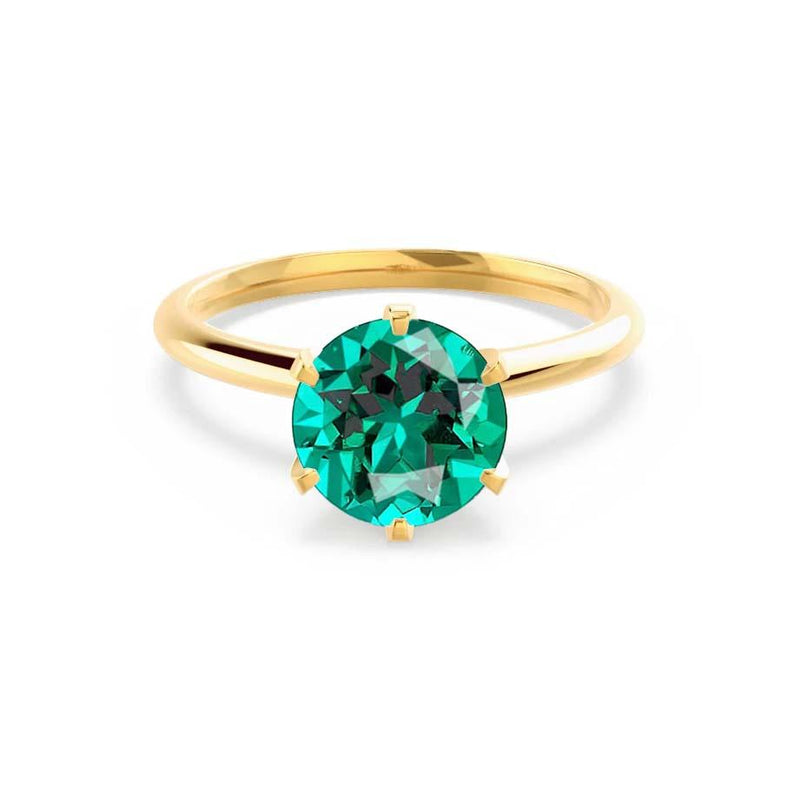 LILLIE - Chatham® Emerald 18k Yellow Gold 6 Prong Knife Edge Solitaire Ring Engagement Ring Lily Arkwright