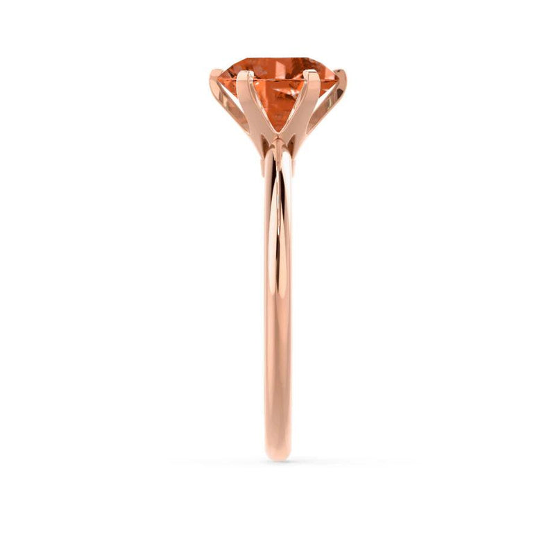 LILLIE - Chatham® Padparadscha Sapphire 18k Rose Gold 6 Prong Knife Edge Solitaire Ring Engagement Ring Lily Arkwright