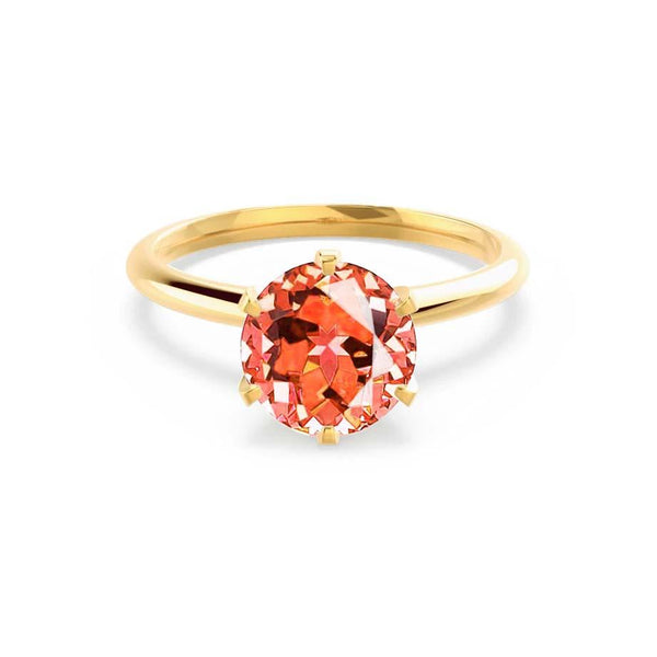 LILLIE - Chatham® Padparadscha Sapphire 18k Yellow Gold 6 Prong Knife Edge Solitaire Ring Engagement Ring Lily Arkwright