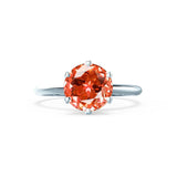 LILLIE - Chatham® Padparadscha Sapphire 950 Platinum 6 Prong Knife Edge Solitaire Ring Engagement Ring Lily Arkwright
