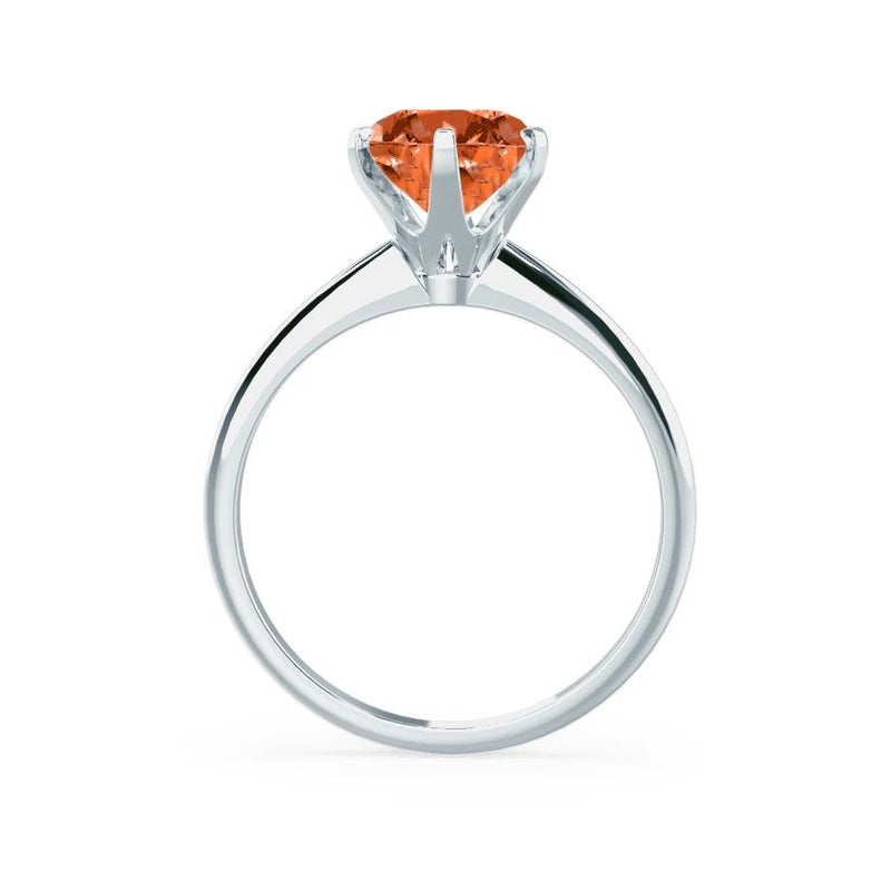 LILLIE - Chatham® Padparadscha Sapphire 18k White Gold 6 Prong Knife Edge Solitaire Ring Engagement Ring Lily Arkwright