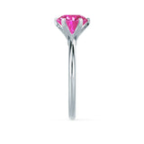 LILLIE - Chatham® Pink Sapphire 18k White Gold 6 Prong Knife Edge Solitaire Ring Engagement Ring Lily Arkwright