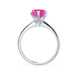 LILLIE - Chatham® Pink Sapphire 950 Platinum 6 Prong Knife Edge Solitaire Ring Engagement Ring Lily Arkwright