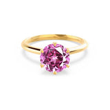 LILLIE - Chatham® Pink Sapphire 18k Yellow Gold 6 Prong Knife Edge Solitaire Ring Engagement Ring Lily Arkwright