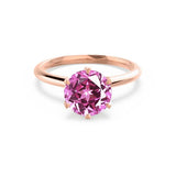 LILLIE - Chatham® Pink Sapphire 18k Rose Gold 6 Prong Knife Edge Solitaire Ring Engagement Ring Lily Arkwright