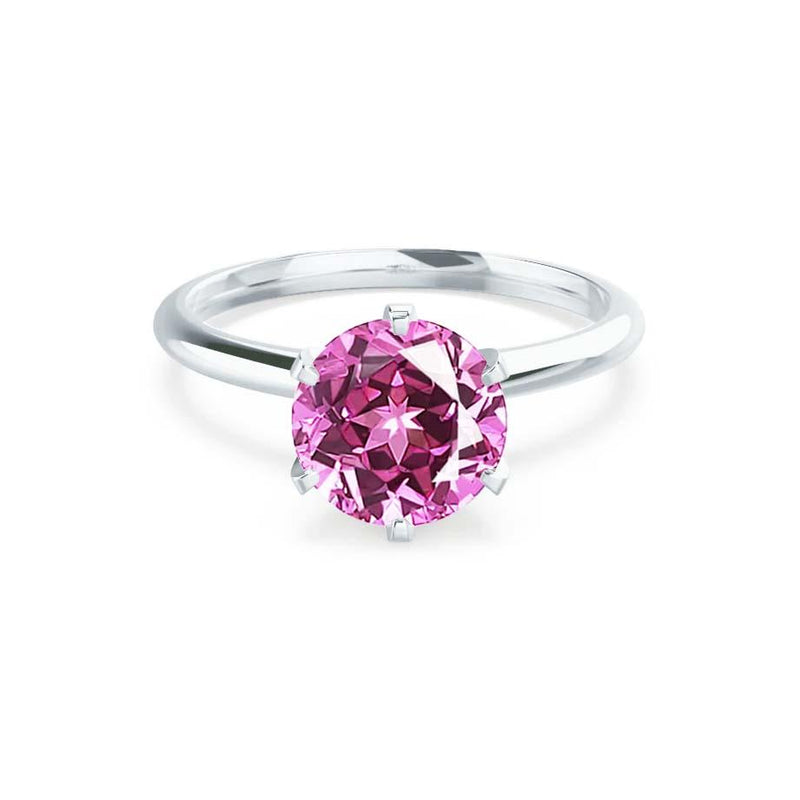 LILLIE - Chatham® Pink Sapphire 950 Platinum 6 Prong Knife Edge Solitaire Ring Engagement Ring Lily Arkwright