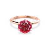 LILLIE - Chatham® Ruby 18k Rose Gold 6 Prong Knife Edge Solitaire Ring Engagement Ring Lily Arkwright