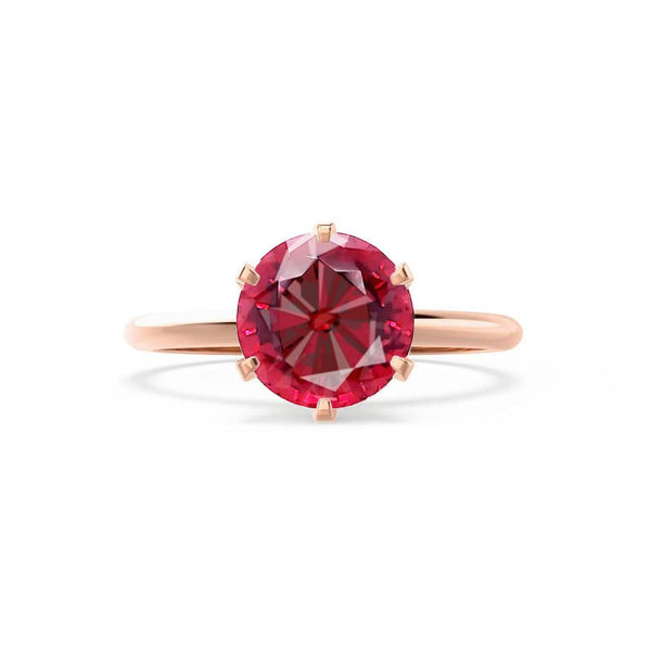 LILLIE - Chatham® Ruby 18k Rose Gold 6 Prong Knife Edge Solitaire Ring Engagement Ring Lily Arkwright