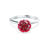 LILLIE - Chatham® Ruby 950 Platinum 6 Prong Knife Edge Solitaire Ring Engagement Ring Lily Arkwright