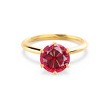 LILLIE - Chatham® Ruby 18k Yellow Gold 6 Prong Knife Edge Solitaire Ring Engagement Ring Lily Arkwright
