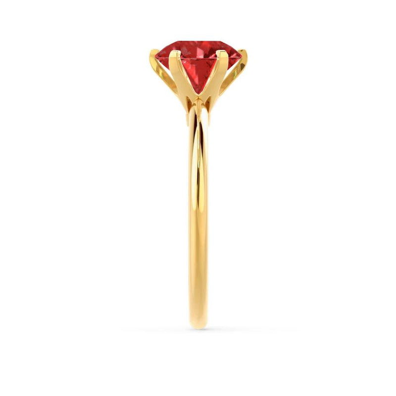 LILLIE - Chatham® Ruby 18k Yellow Gold 6 Prong Knife Edge Solitaire Ring Engagement Ring Lily Arkwright