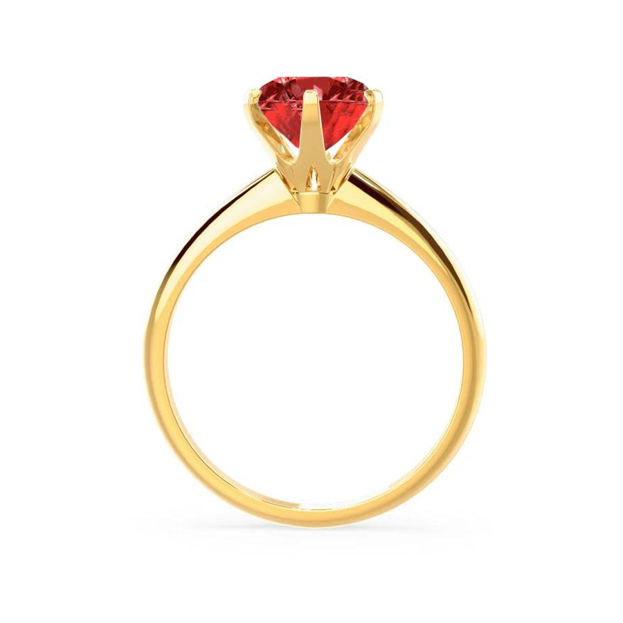 LILLIE - Chatham® Ruby 18k Yellow Gold 6 Prong Knife Edge