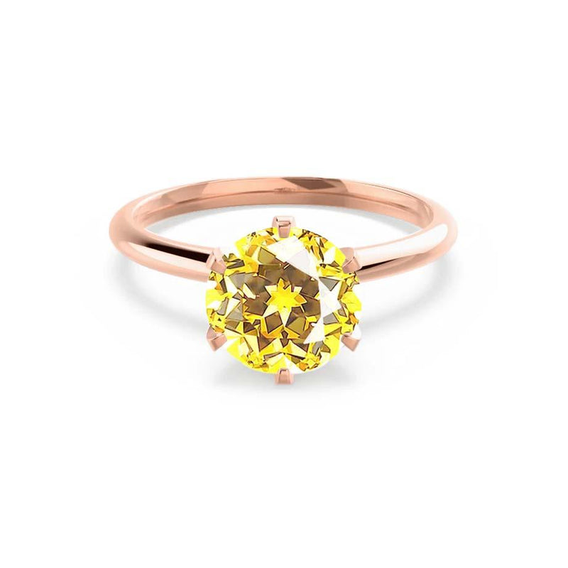 LILLIE - Chatham® Yellow Sapphire 18k Rose Gold 6 Prong Knife Edge Solitaire Ring Engagement Ring Lily Arkwright