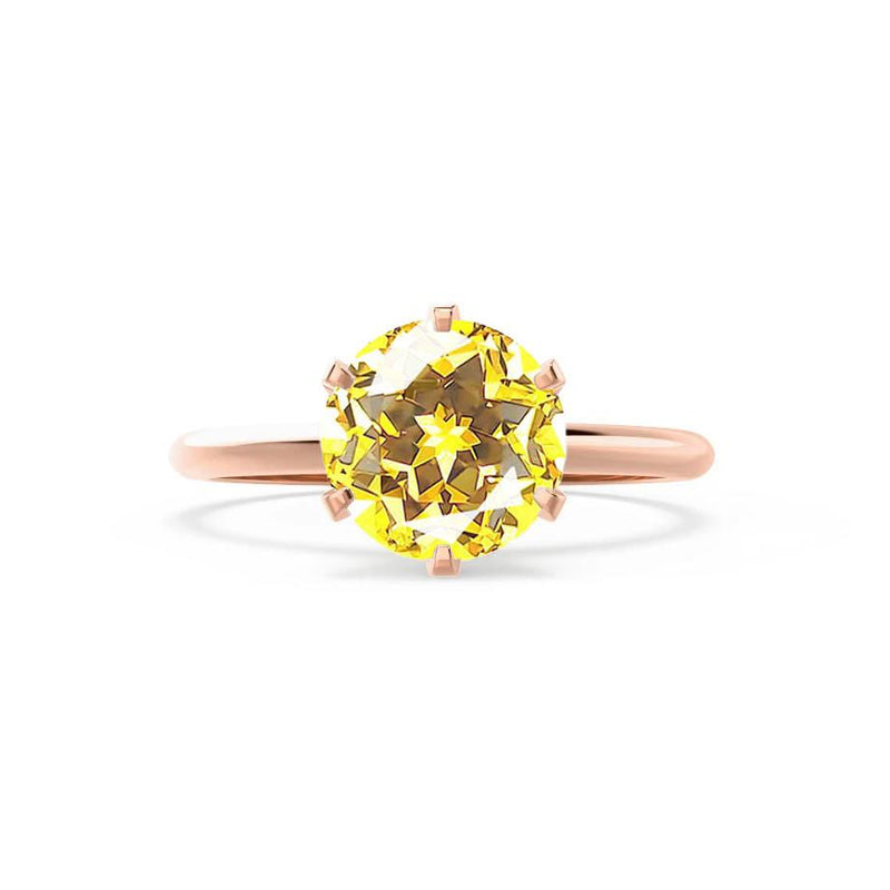 LILLIE - Chatham® Yellow Sapphire 18k Rose Gold 6 Prong Knife Edge Solitaire Ring Engagement Ring Lily Arkwright