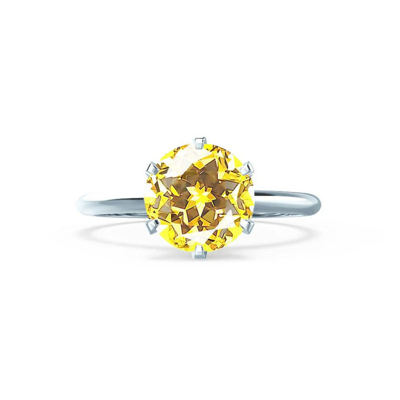 LILLIE - Chatham® Yellow Sapphire 18k White Gold 6 Prong Knife Edge Solitaire Ring Engagement Ring Lily Arkwright