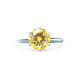 LILLIE - Chatham® Yellow Sapphire 950 Platinum 6 Prong Knife Edge Solitaire Ring Engagement Ring Lily Arkwright