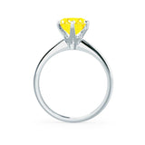 LILLIE - Chatham® Yellow Sapphire 18k White Gold 6 Prong Knife Edge Solitaire Ring Engagement Ring Lily Arkwright