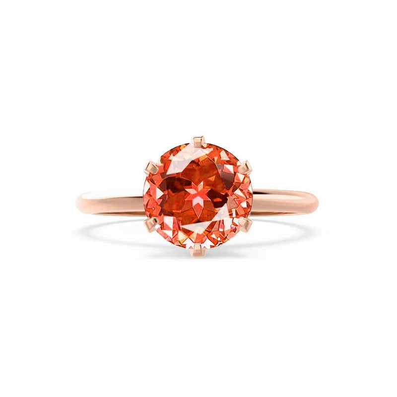 LILLIE - Chatham® Padparadscha Sapphire 18k Rose Gold 6 Prong Knife Edge Solitaire Ring Engagement Ring Lily Arkwright