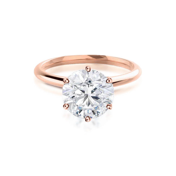 LILLIE - Round Moissanite 18K Rose Gold 6 Prong Knife Edge Solitaire Ring Engagement Ring Lily Arkwright