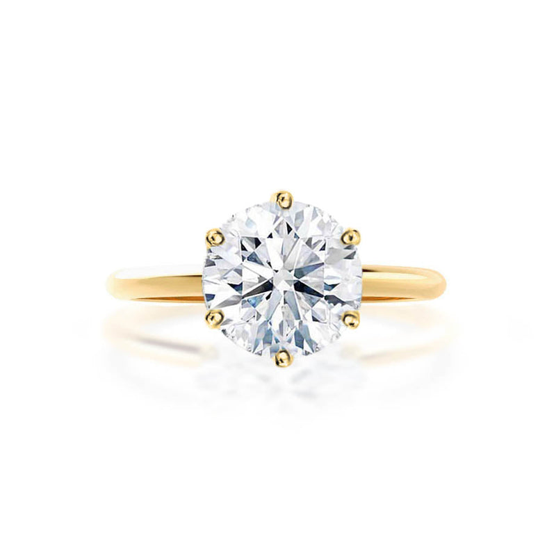 LILLIE - Round Natural Diamond 18K Yellow Gold 6 Prong Knife Edge Solitaire Ring Engagement Ring Lily Arkwright