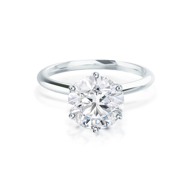 LILLIE - Round Moissanite 18k White Gold 6 Prong Knife Edge Solitaire Ring Engagement Ring Lily Arkwright