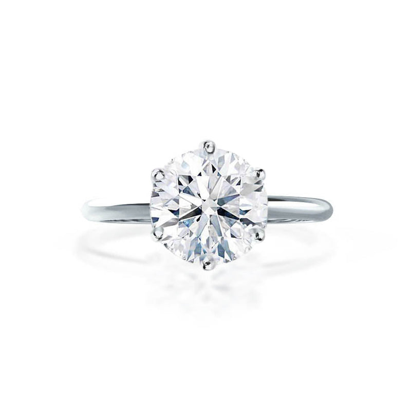 LILLIE - Round Natural Diamond 18K White Gold 6 Prong Knife Edge Solitaire Ring Engagement Ring Lily Arkwright