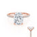 LIVELY - Elongated Cushion Lab Diamond 18k Rose Gold Petite Hidden Halo Pavé Shoulder Set Engagement Ring Lily Arkwright