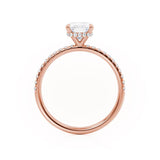 LIVELY - Elongated Cushion Lab Diamond 18k Rose Gold Petite Hidden Halo Pavé Shoulder Set Engagement Ring Lily Arkwright